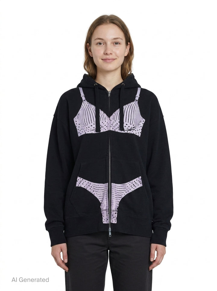 Trompe L'Oeil Zip Hoodie | Vaquera | Club21 - front