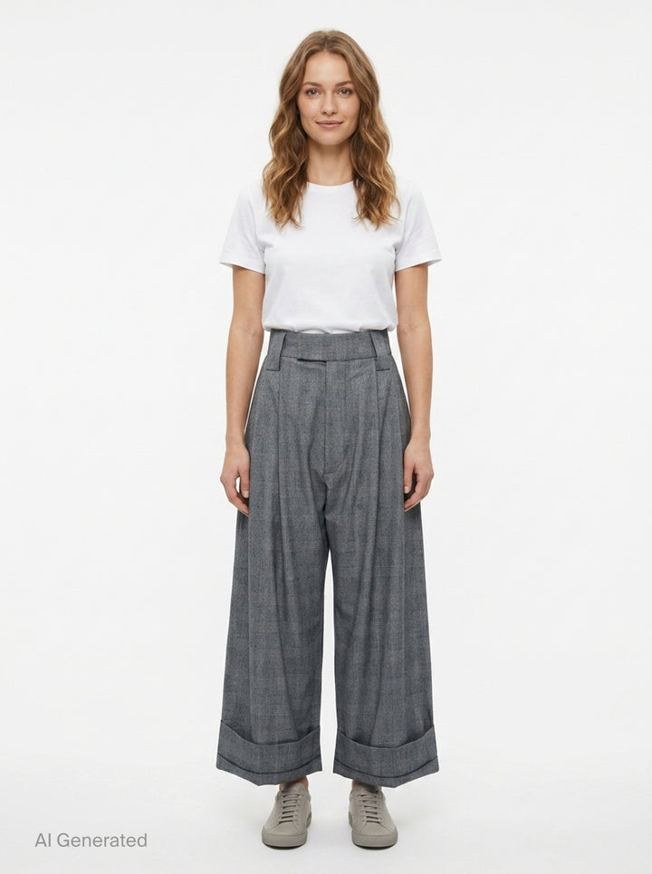 Wide Leg Plaid Trousers | Vaquera | Club21 - front