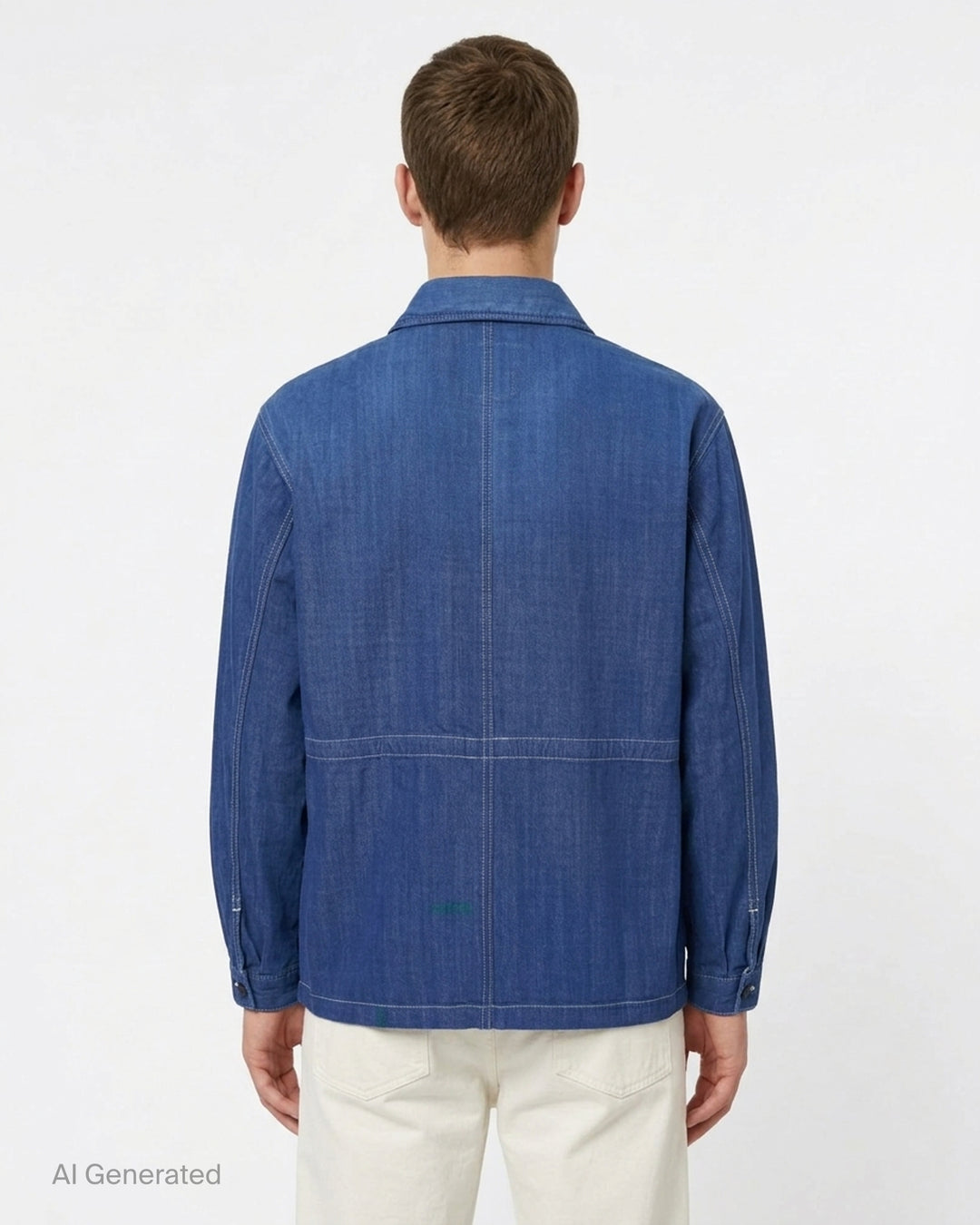 visvim Eclair Coverall Custom Long jacket in washed charcoal grey with paint splatter details, zip chest pocket and angled zip waist pockets - back