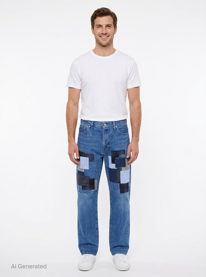 Baggy Patchwork Jeans | Vowels | Club21 - front