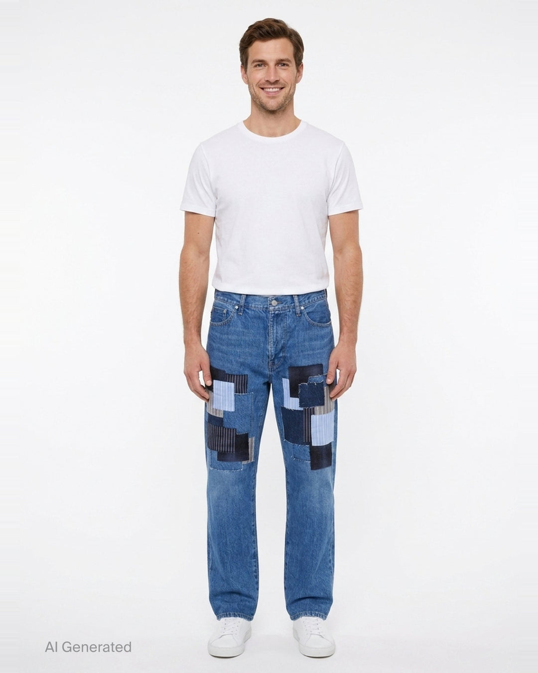 Baggy Patchwork Jeans | Vowels | Club21 - front