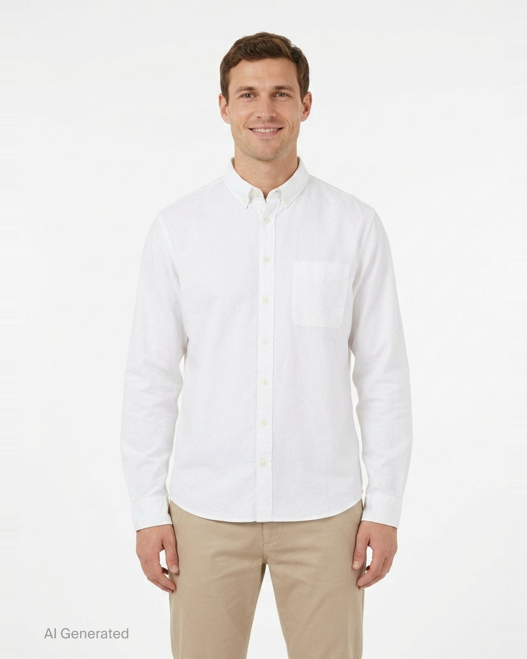 Long Sleeve Oxford Button Down Shirt | Vowels | Club21 - front