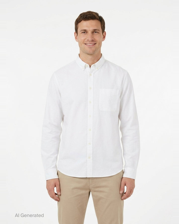 Long Sleeve Oxford Button Down Shirt | Vowels | Club21 - front