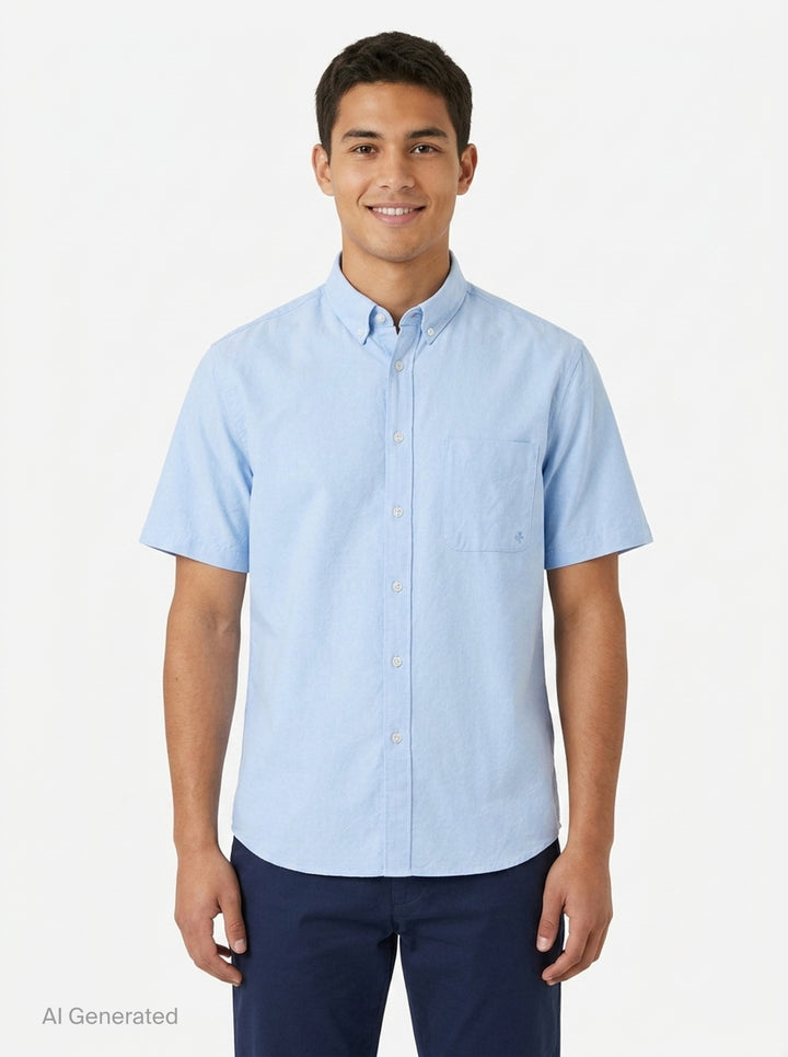 Short Sleeve Oxford Button Down Shirt | Vowels | Club21 - front