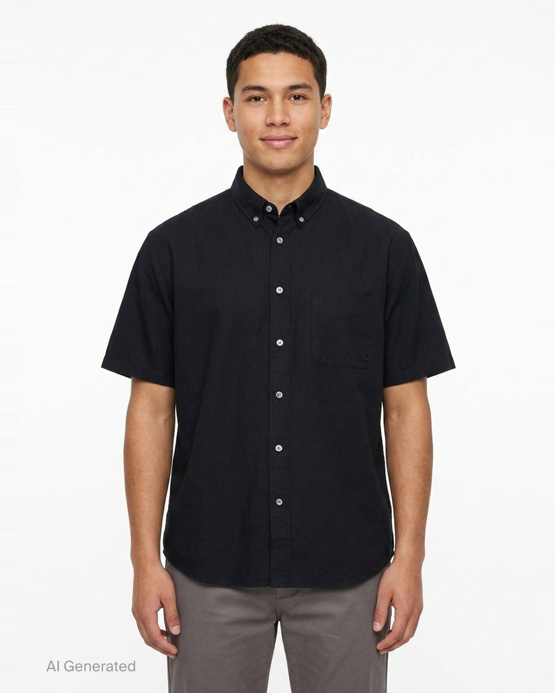 Short Sleeve Oxford Button Down Shirt | Vowels | Club21 - front