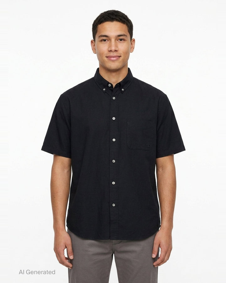 Short Sleeve Oxford Button Down Shirt | Vowels | Club21 - front