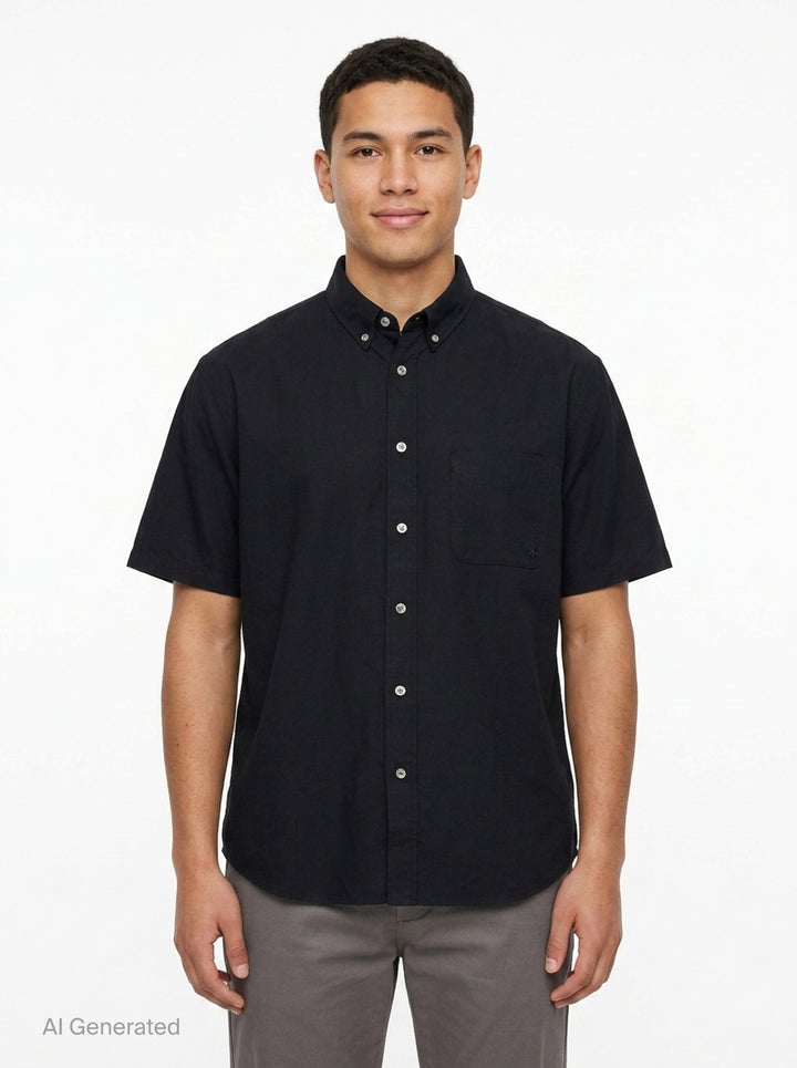 Short Sleeve Oxford Button Down Shirt | Vowels | Club21 - front