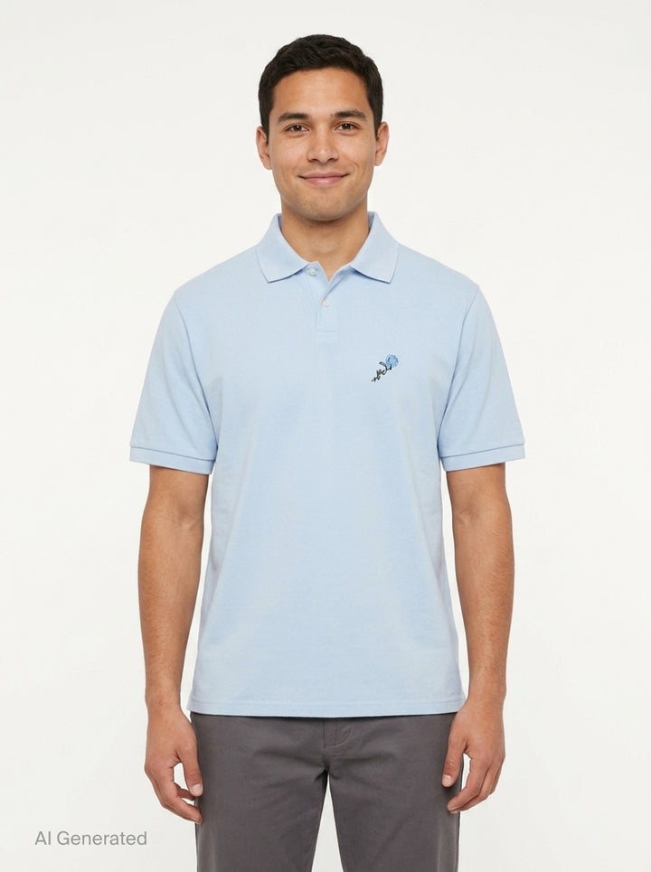 Short Sleeve Piqué Polo | Vowels | Club21 - front