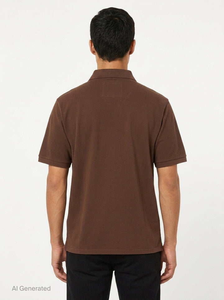 Short Sleeve Piqué Polo | Vowels | Club21 - back
