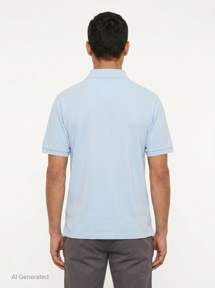 Short Sleeve Piqué Polo | Vowels | Club21 - back