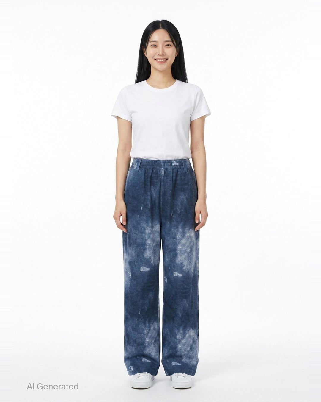 Blue Trompe L'Oeil Denim Print Sweatpants | We11done | Club21 - front