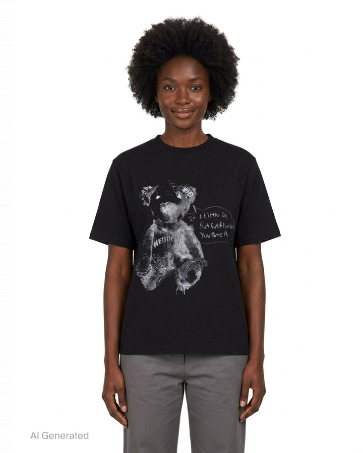Drawing Teddy Black Tee | We11done | Club21 - front