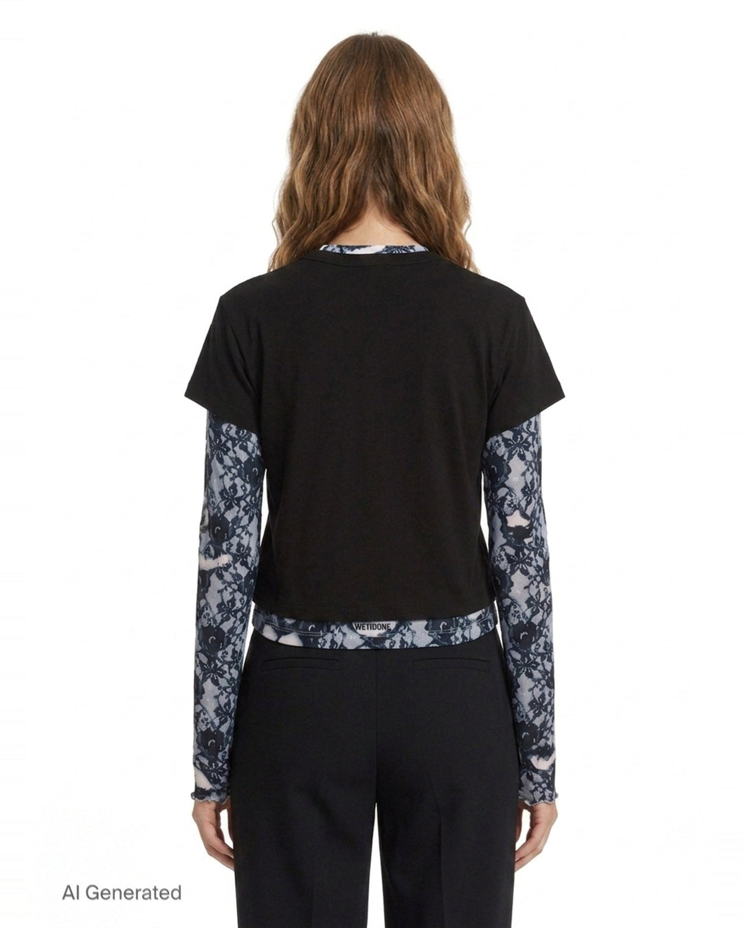 Layered Lace Print Tee | We11done | Club21 - back