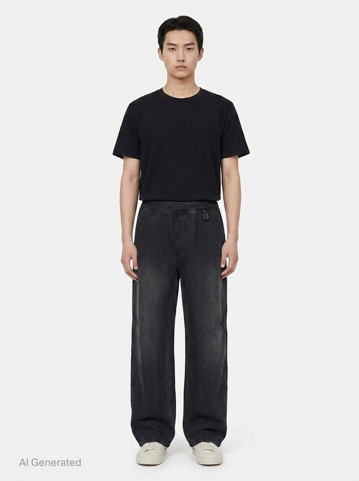 Denim Pants With Elastic Waist | Wooyoungmi | Club21 - front