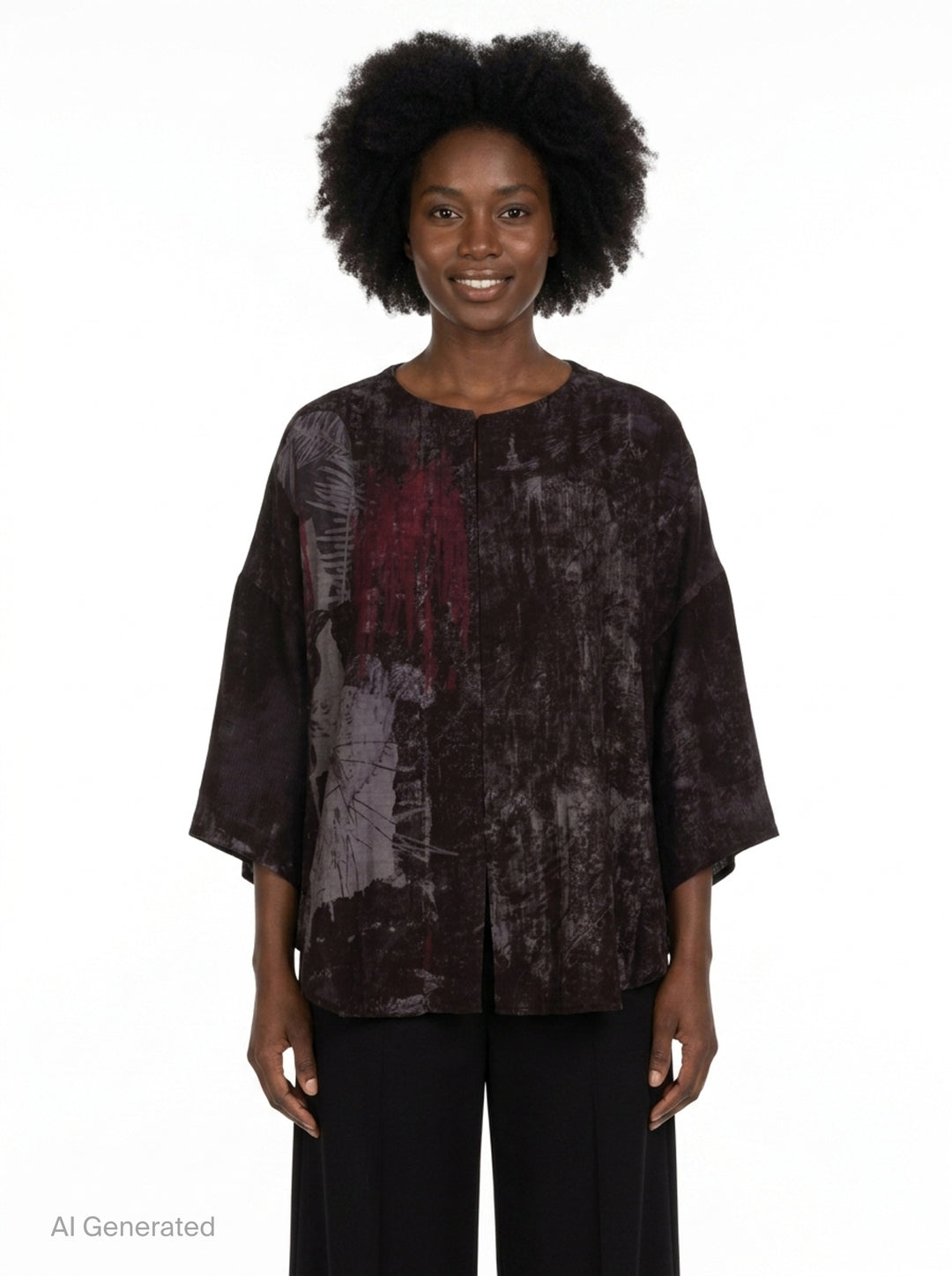 Abstract Print Half Sleeve Blouse | Y's | Club21 - front