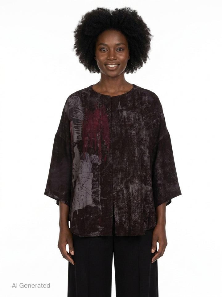 Abstract Print Half Sleeve Blouse | Y's | Club21 - front