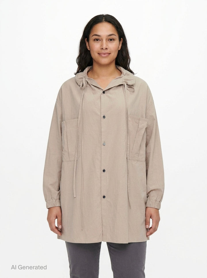 Gather Collar Hooded Coat | Y's | Club21 - front