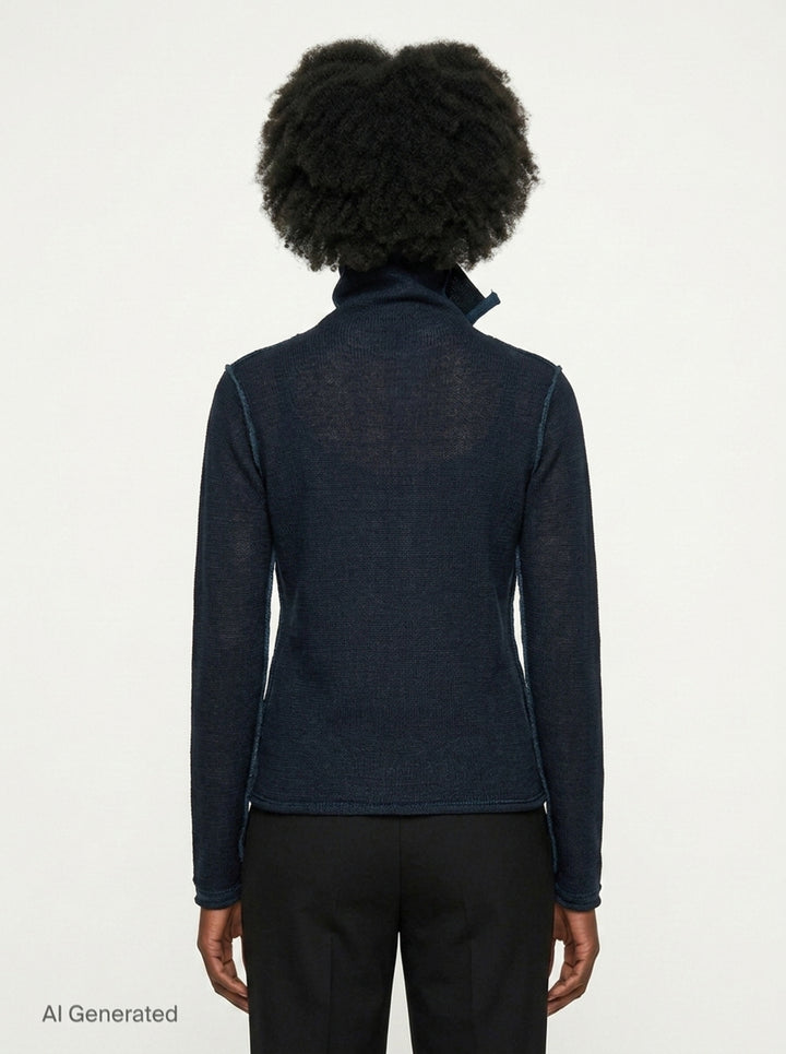 High Neck Knit Top with Cloth | Y's | Club21 - back
