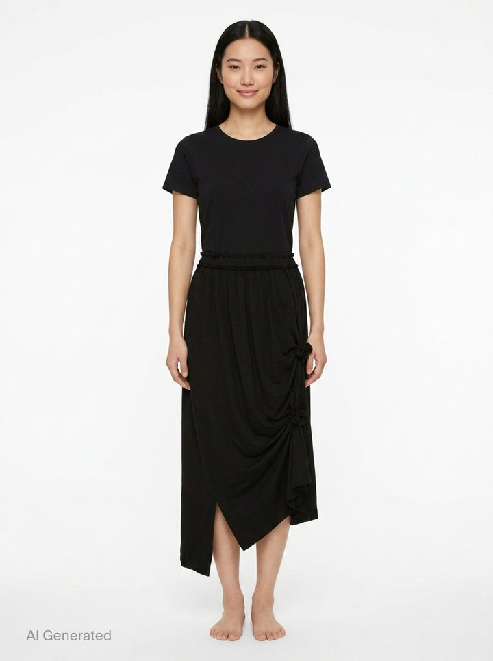 Lace-Up String Asymmetric Skirt | Y's | Club21 - front