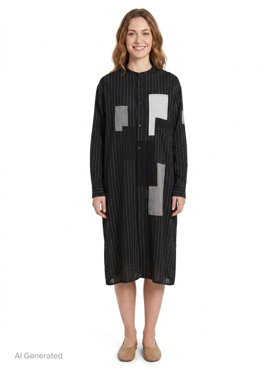 Patchwork Pinstripe Shirt Dress | Y's | Club21 - front