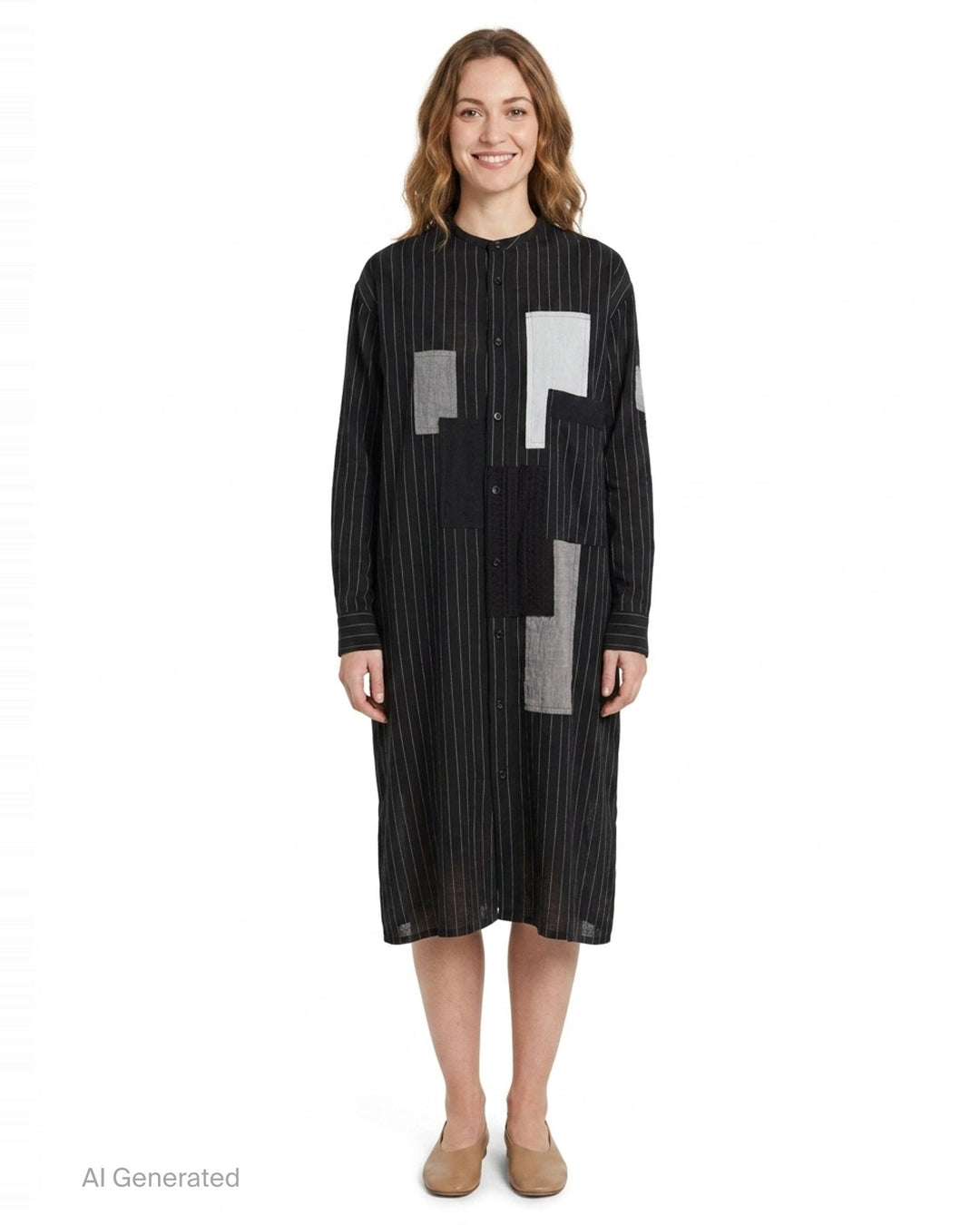 Patchwork Pinstripe Shirt Dress | Y's | Club21 - front