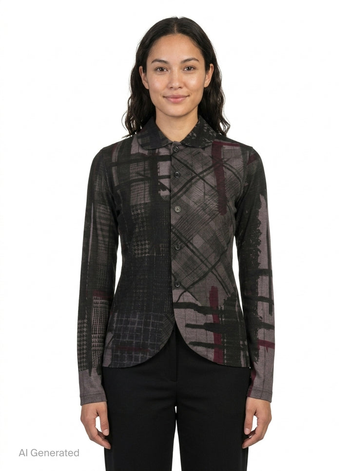 Round Collar Printed Cardigan | Y's | Club21 - front