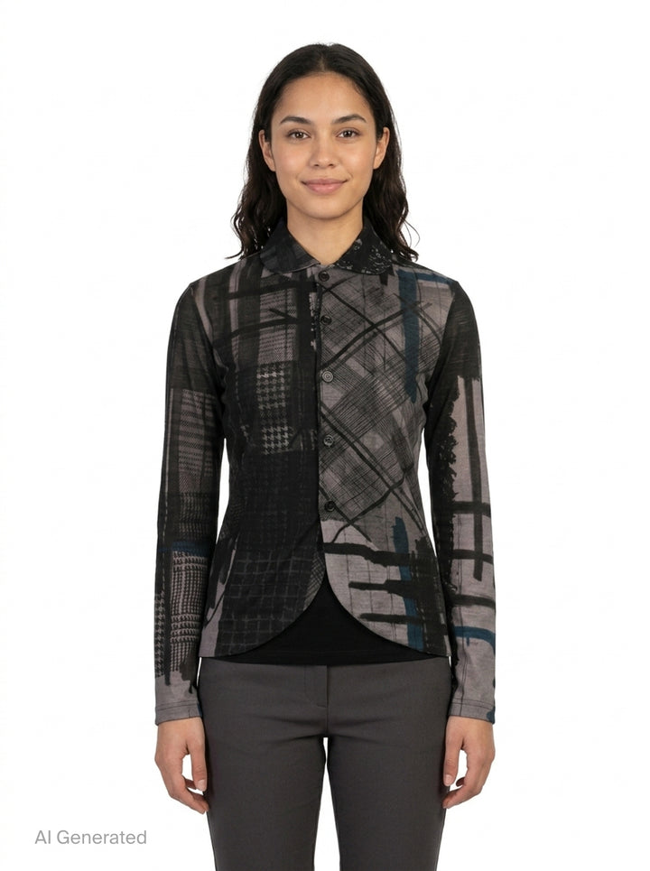Round Collar Printed Cardigan | Y's | Club21 - front