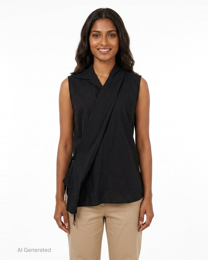 Wrap Knot Sleeveless Shirt | Y's | Club21 - front
