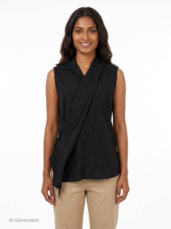 Wrap Knot Sleeveless Shirt | Y's | Club21 - front
