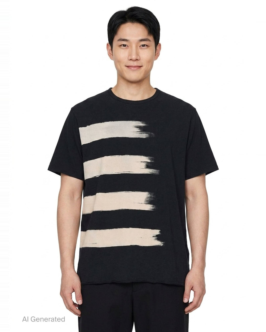 Brushstroke Print Short Sleeve Tee | Yohji Yamamoto | Club21 - front