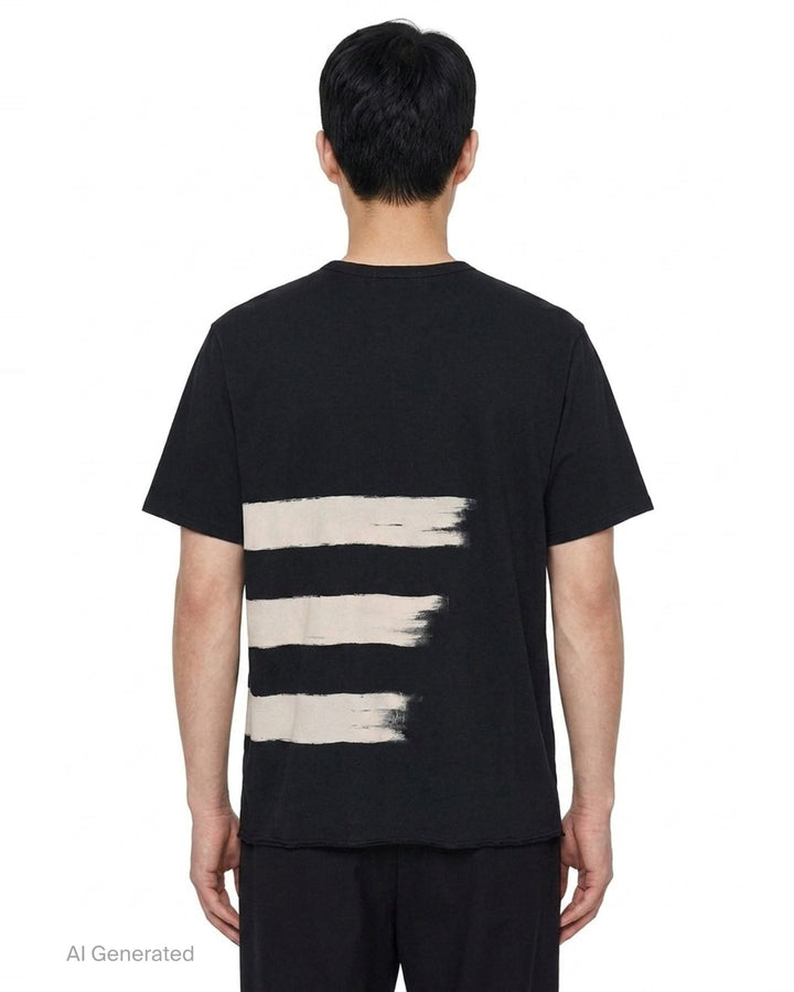 Brushstroke Print Short Sleeve Tee | Yohji Yamamoto | Club21 - back