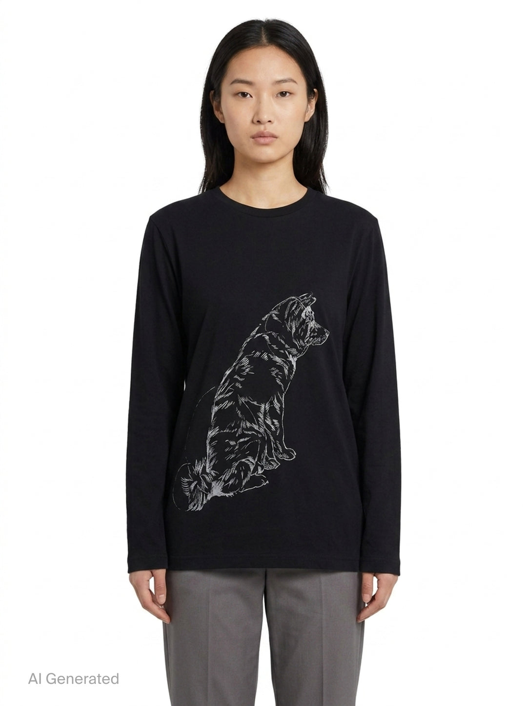 Cat Print Long Sleeve Tee | Yohji Yamamoto | Club21 - front