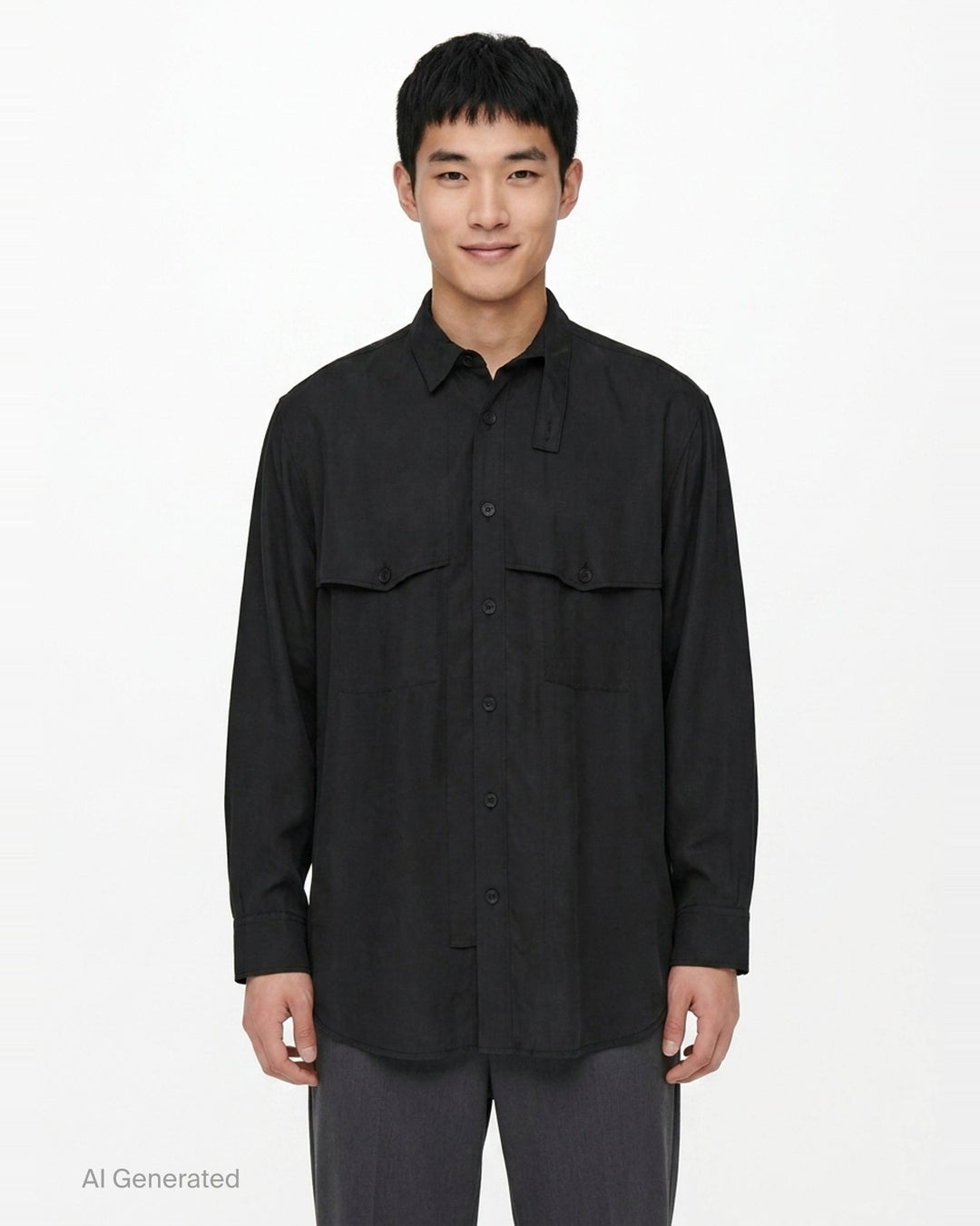 Chest Detail Long Sleeve Shirt | Yohji Yamamoto | Club21 - front