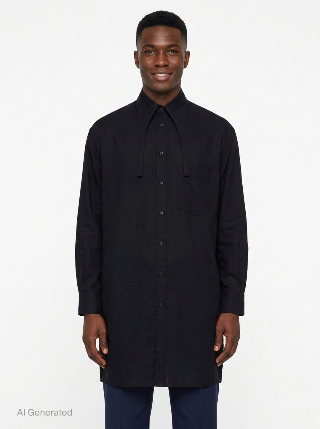 Collar Tab Long Blouse | Yohji Yamamoto | Club21 - front