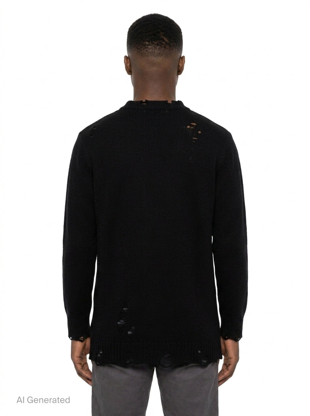 Distressed Round Neck Knit Top | Yohji Yamamoto | Club21 - back