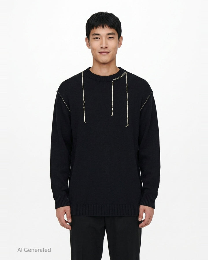 Embroidery Round Neck Sweater | Yohji Yamamoto | Club21 - front