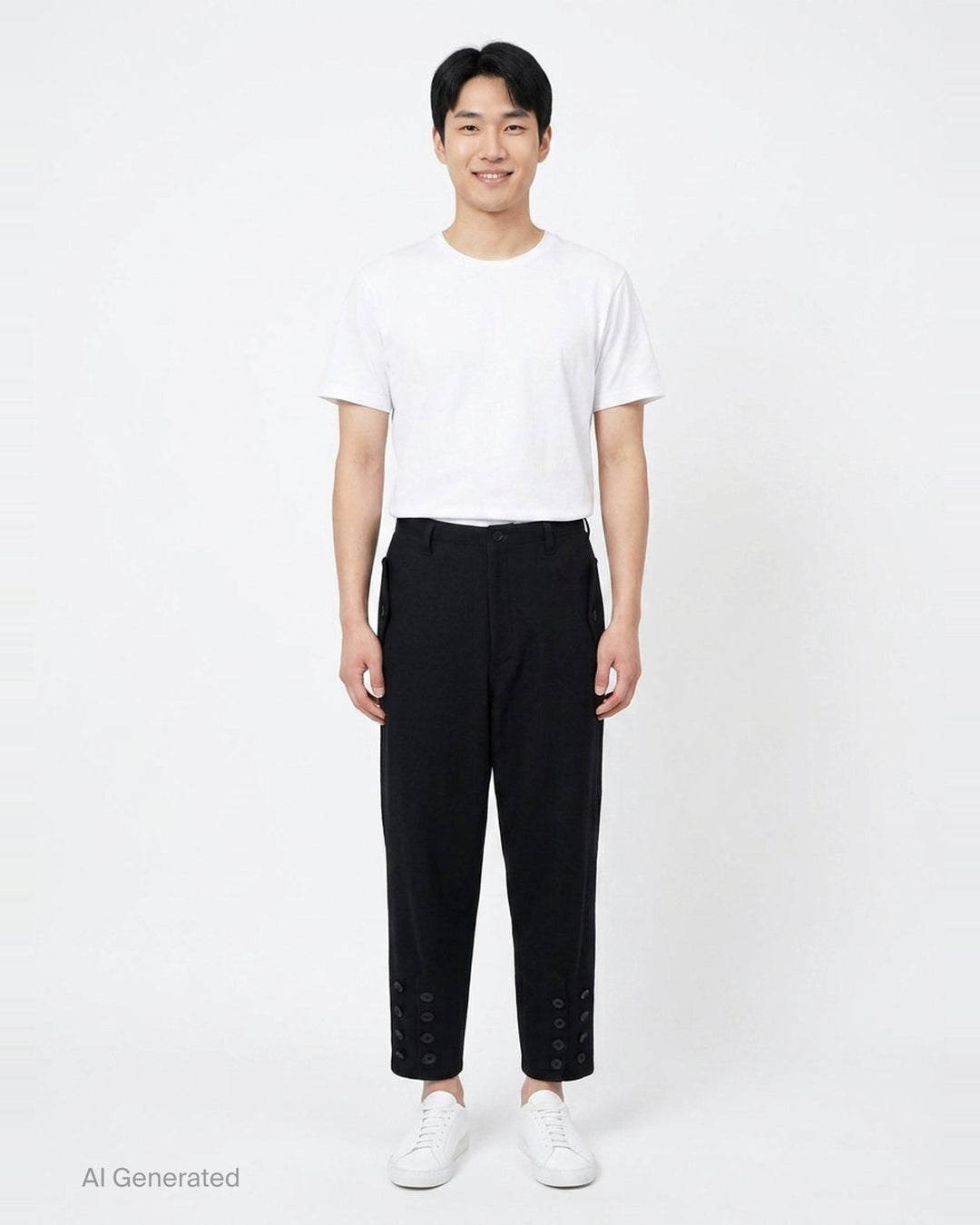 Hem Slit Button Pants | Yohji Yamamoto | Club21 - front