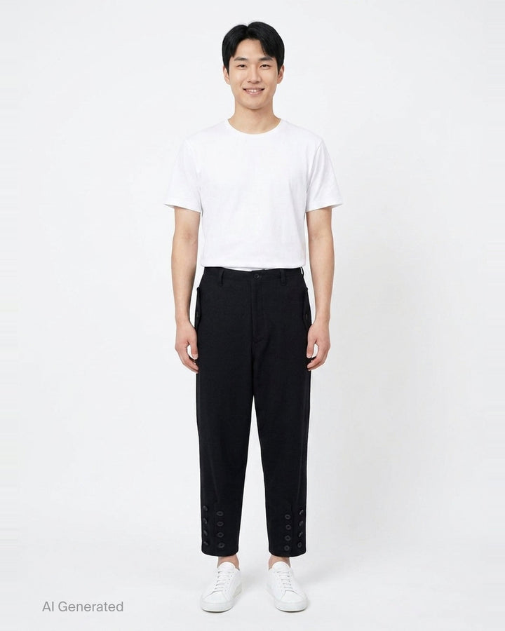 Hem Slit Button Pants | Yohji Yamamoto | Club21 - front