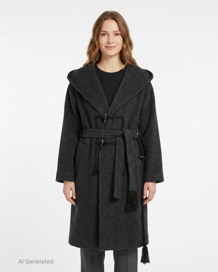 Hooded Duffle Coat | Yohji Yamamoto | Club21 - front