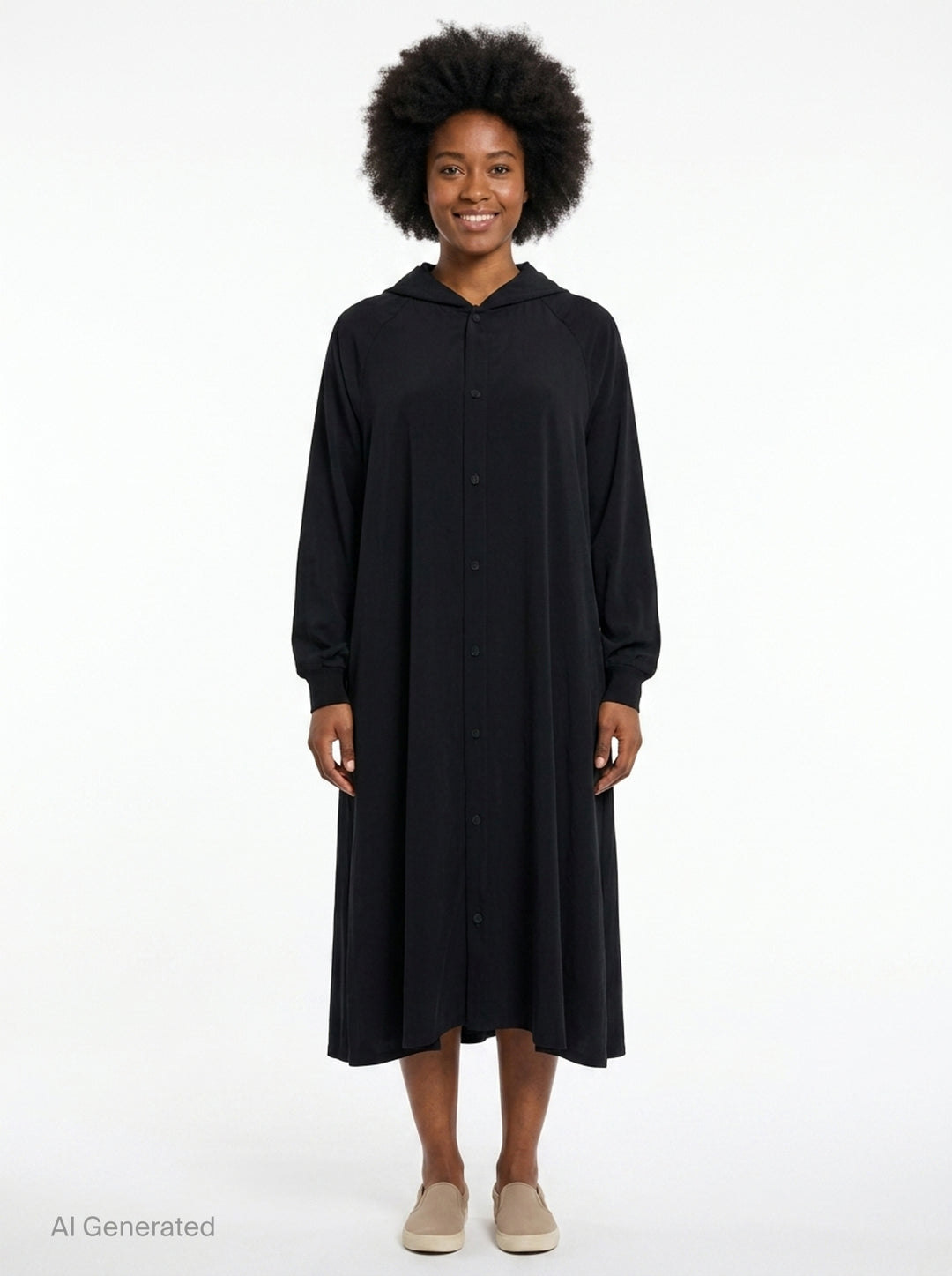 Hooded Raglan Sleeve Dress | Yohji Yamamoto | Club21 - front