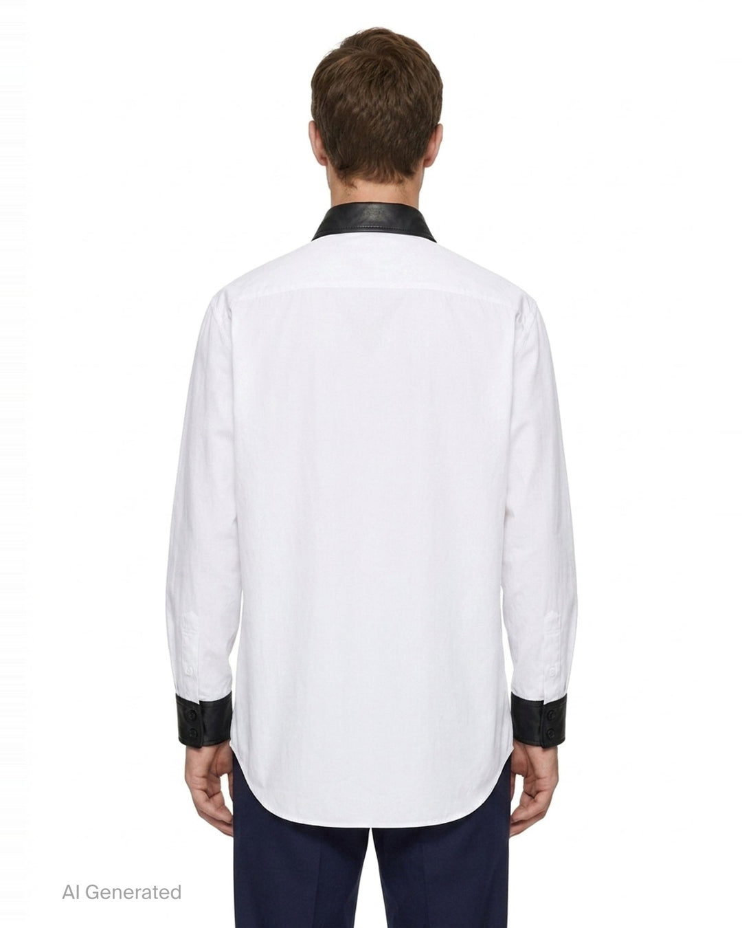 Leather Detail Long Sleeve Shirt | Yohji Yamamoto | Club21 - back