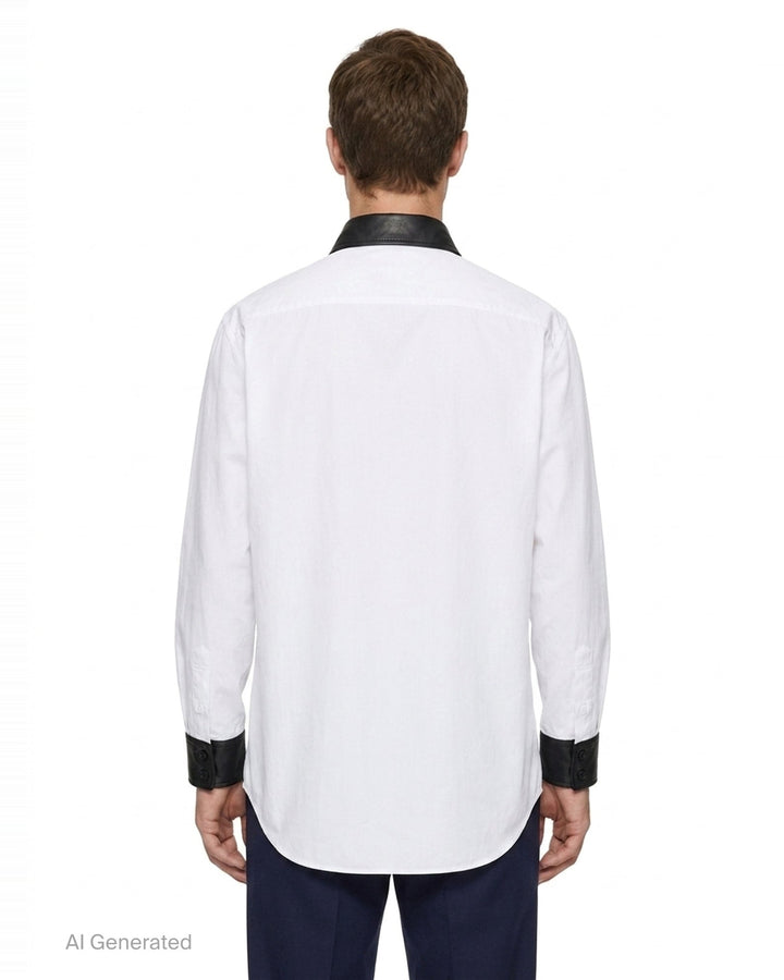 Leather Detail Long Sleeve Shirt | Yohji Yamamoto | Club21 - back