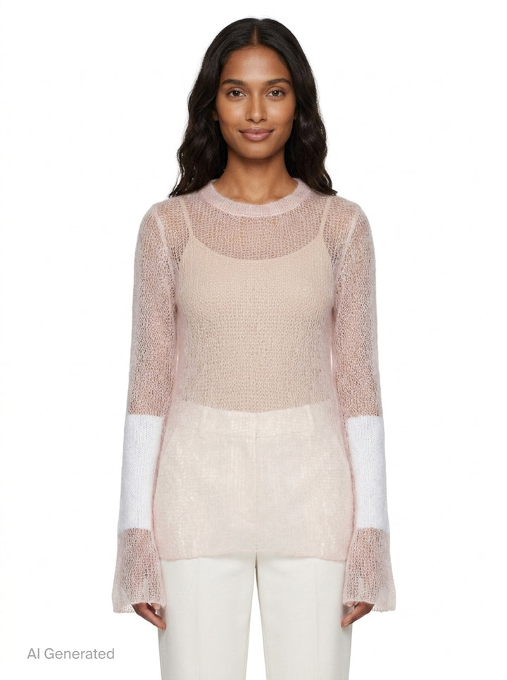 Long Sleeve Open Knit Sweater | Yohji Yamamoto | Club21 - front