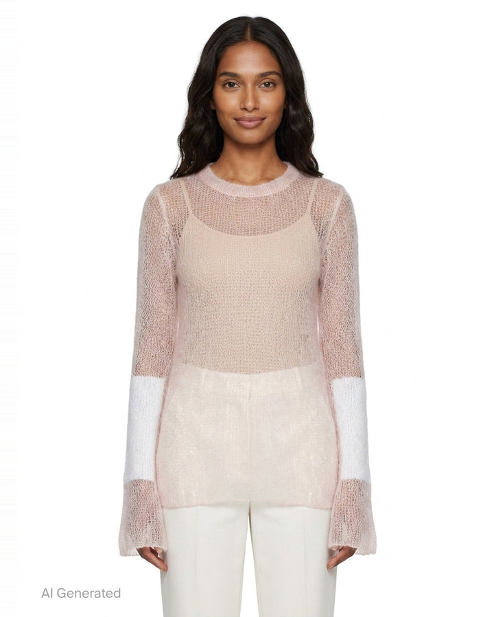 Long Sleeve Open Knit Sweater | Yohji Yamamoto | Club21 - front