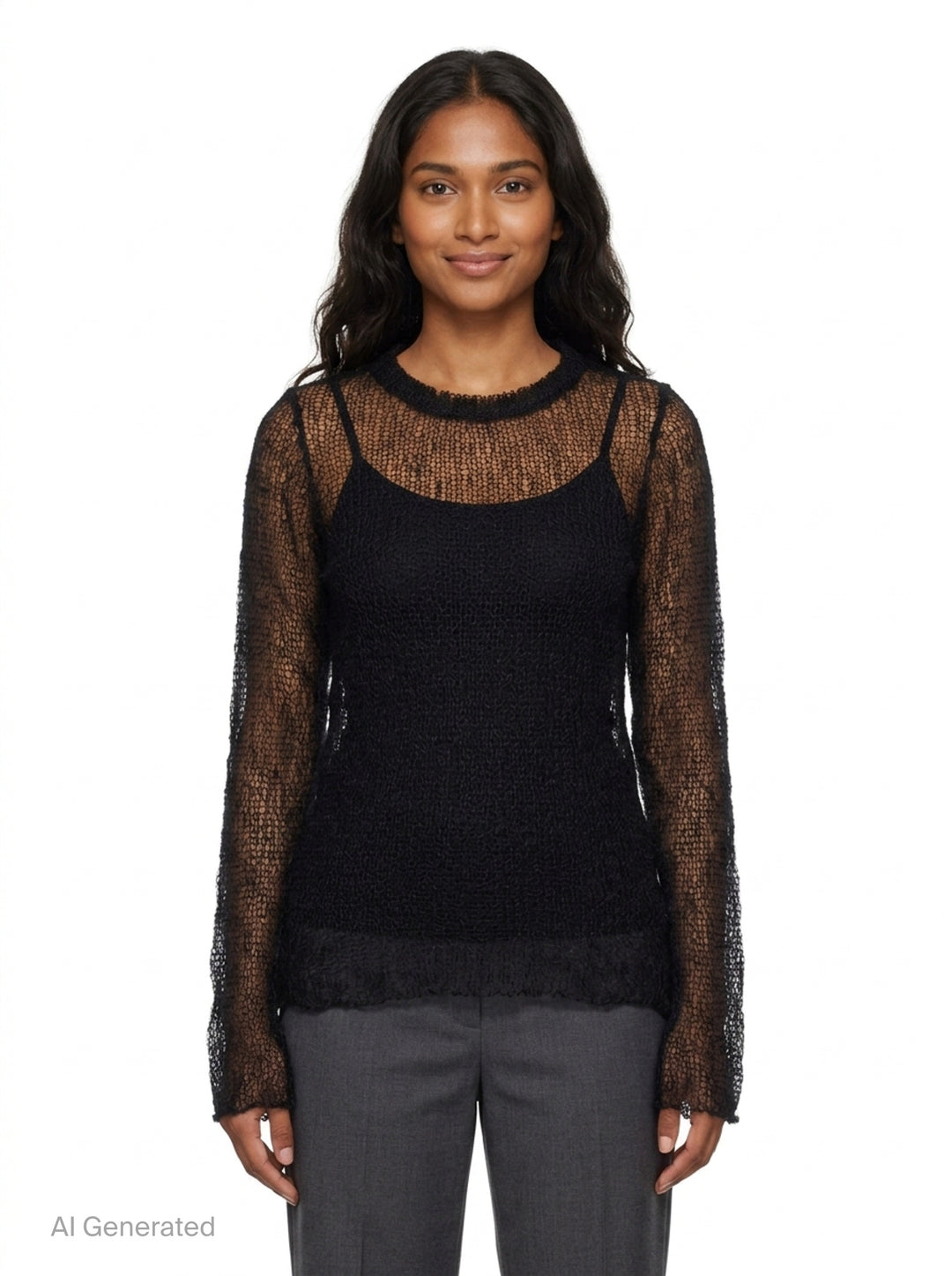 Long Sleeve Open Knit Sweater | Yohji Yamamoto | Club21 - front
