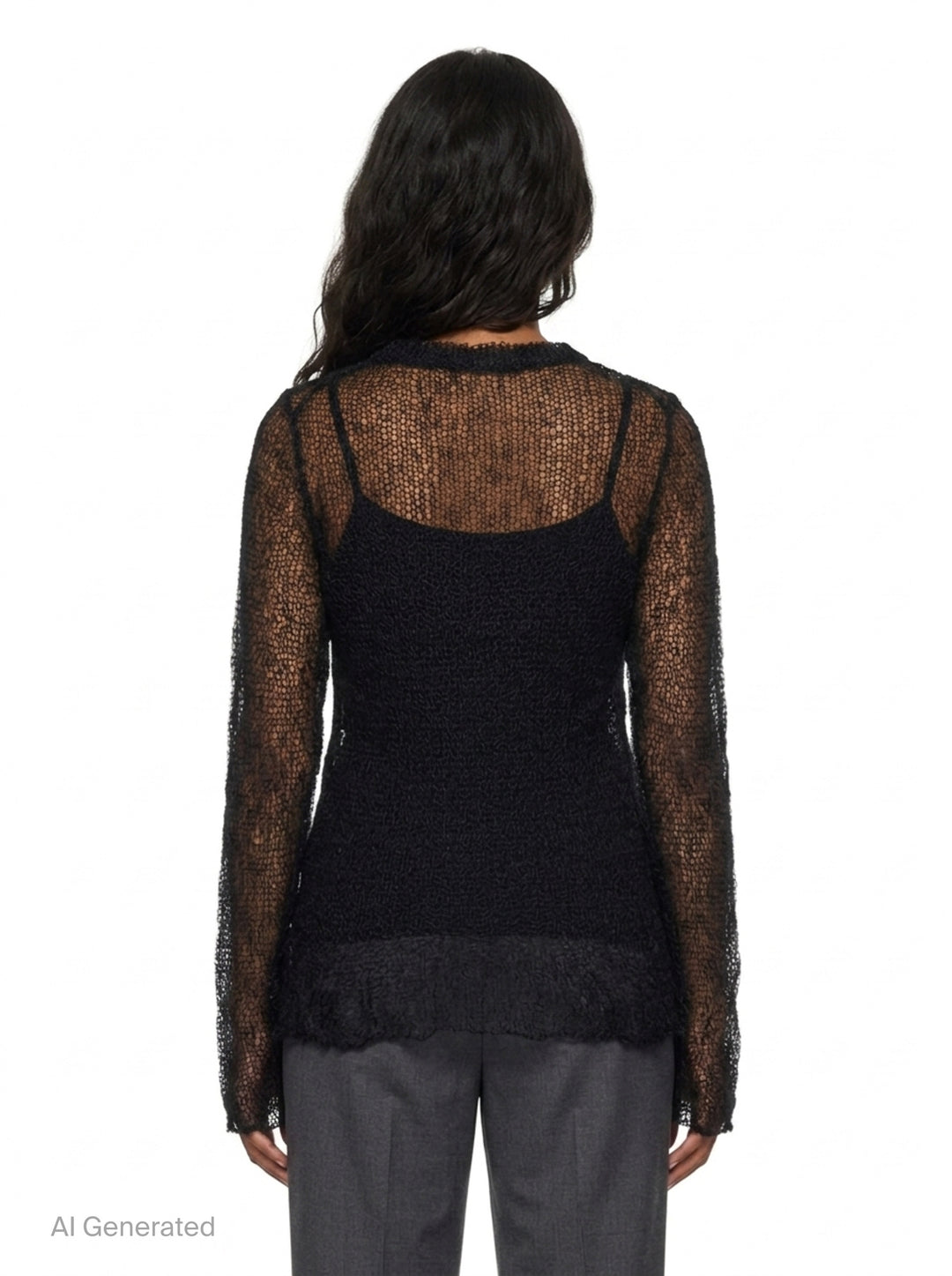 Long Sleeve Open Knit Sweater | Yohji Yamamoto | Club21 - back