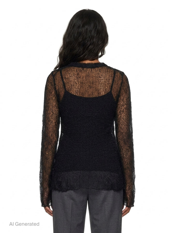 Long Sleeve Open Knit Sweater | Yohji Yamamoto | Club21 - back