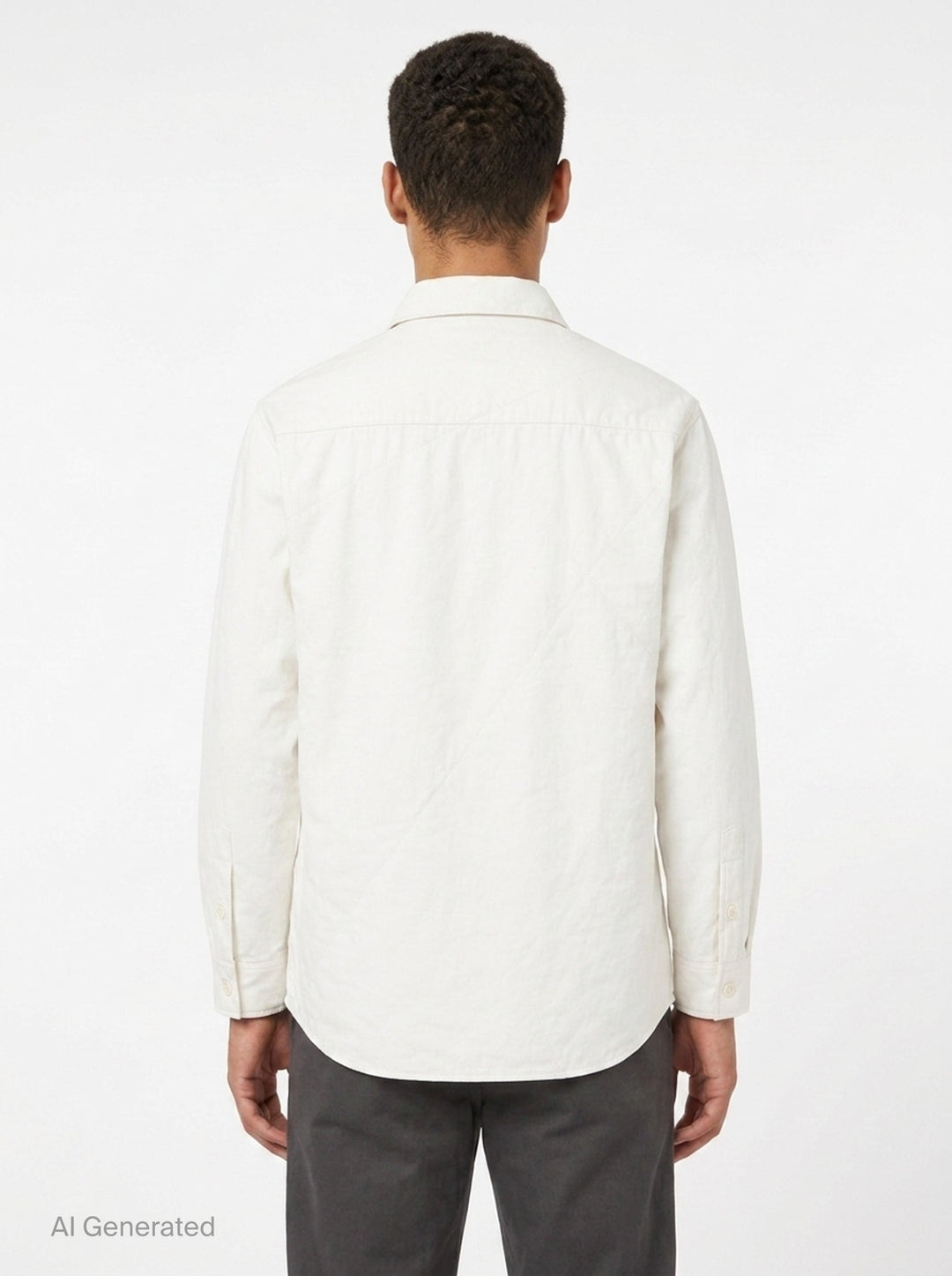 Yohji Yamamoto Padded Triple Collar Blouse in off-white, featuring layered fanned collar leaves, tonal button-front placket, and dual angular chest pocket flaps - back