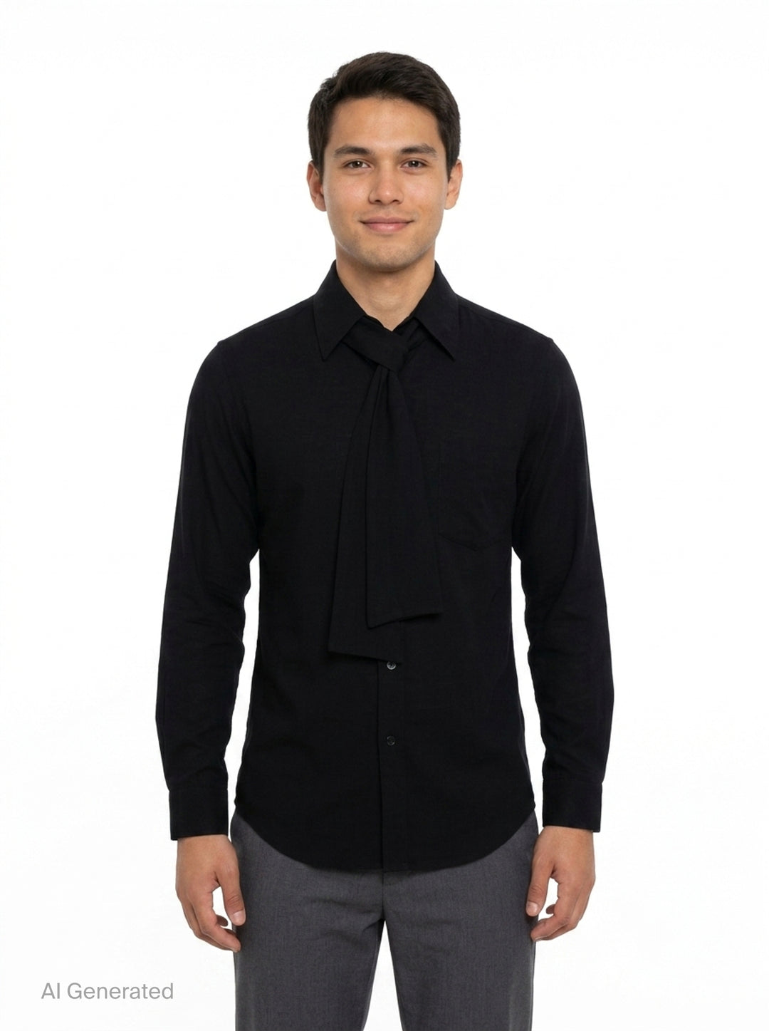 Scarf Collar Long Sleeve Blouse | Yohji Yamamoto | Club21 - front