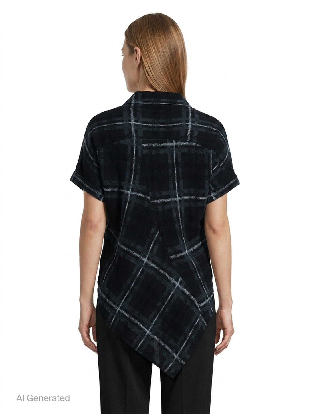 Short Sleeve Plaid Blouse | Yohji Yamamoto | Club21 - back